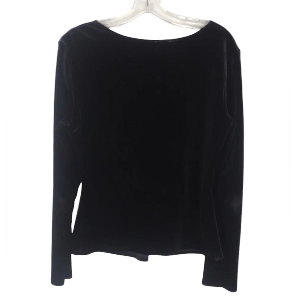 Kelly and Diane Black Velour Long Sleeve Vneck Top size Medium - Picture 2 of 9